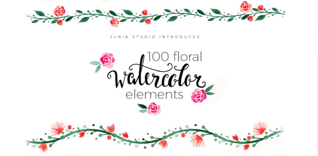 Free Download: 100 Watercolor Floral Elements
