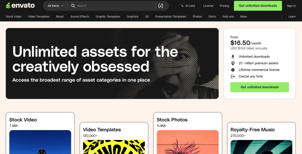 9 Amazing Design-Resource Package Sites Envato homepage