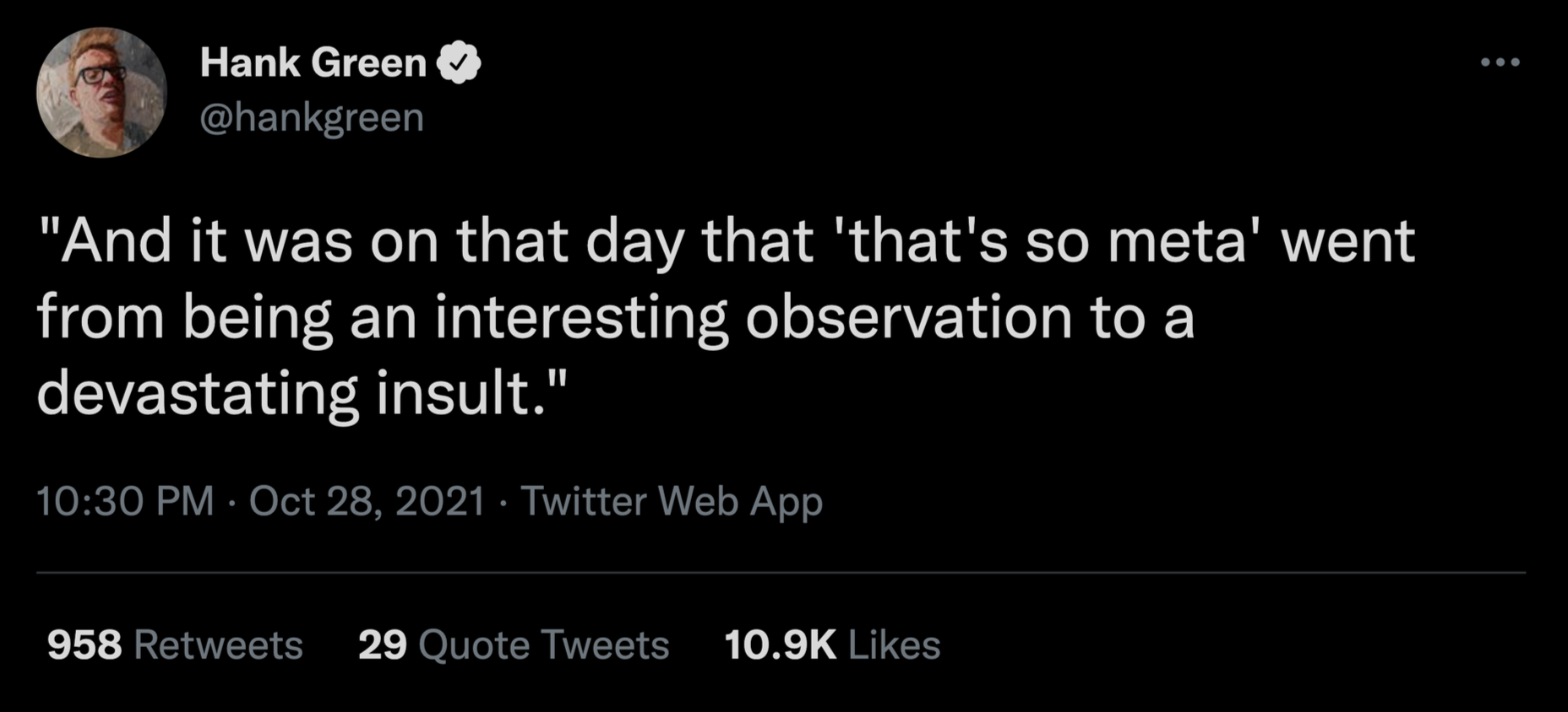 Facebook Goes All Meta hank green