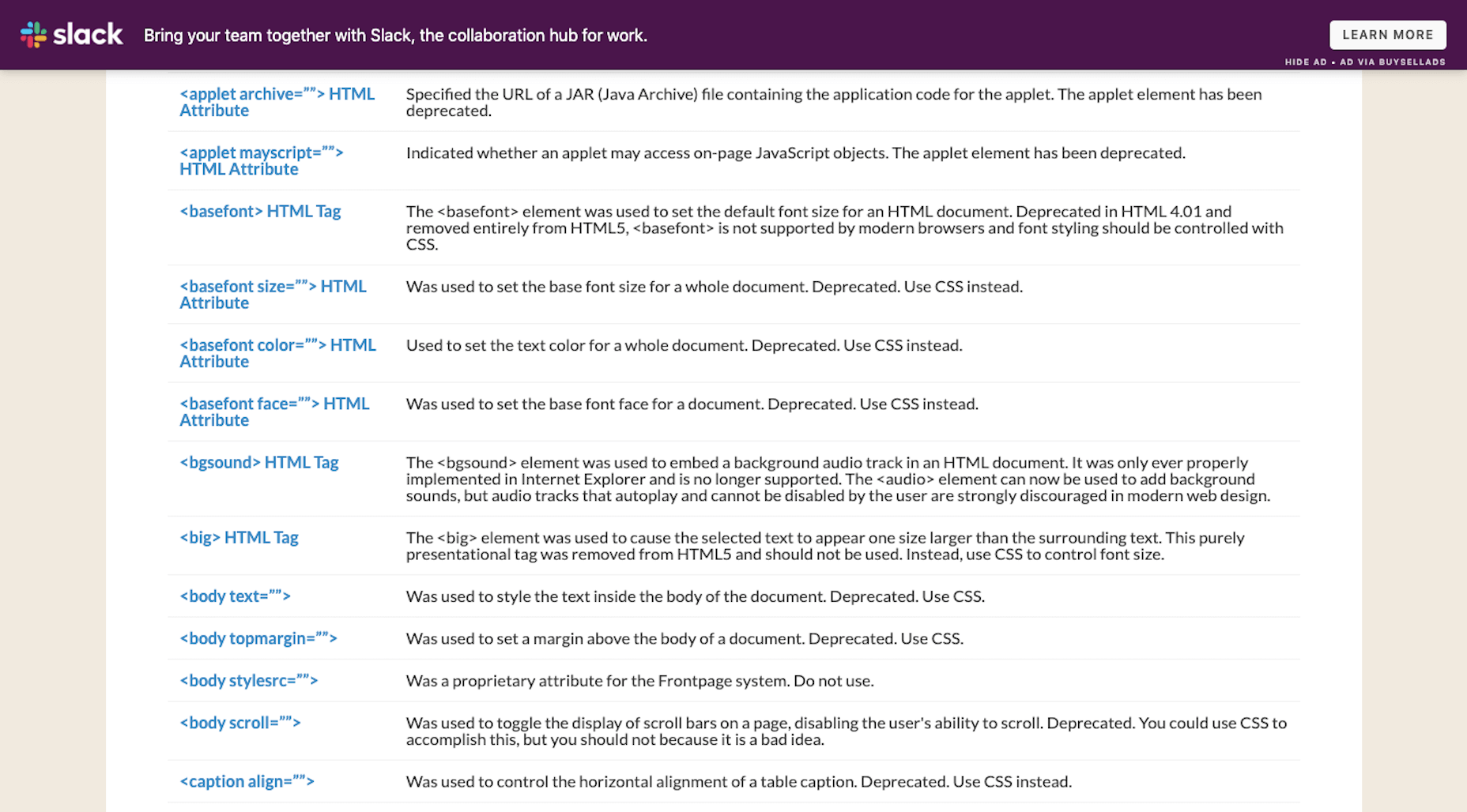 Is It Time to Reset HTML? HTML - Deprecated HTML Code