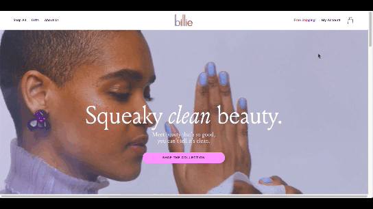 What’s New in Ecommerce, February 2021 Billie has a fun, candy-colored website design