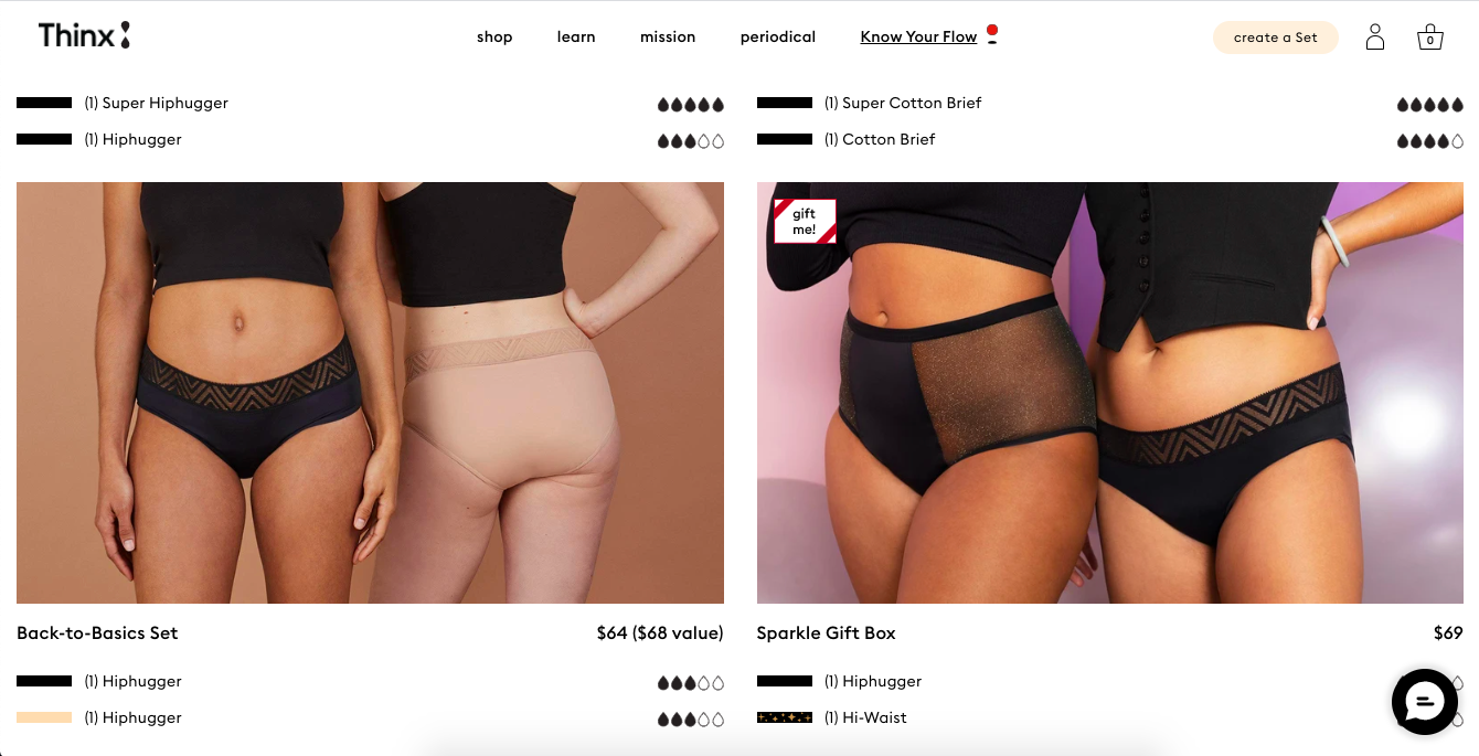 What’s New in Ecommerce, February 2021 Realistic looking models on the Thinx ecommerce site