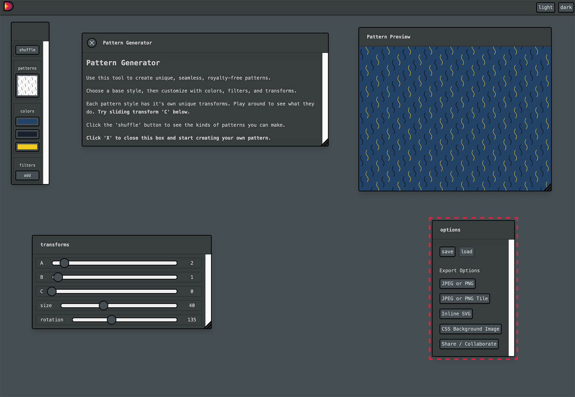Exciting New Tools for Designers, January 2021 pattern gen