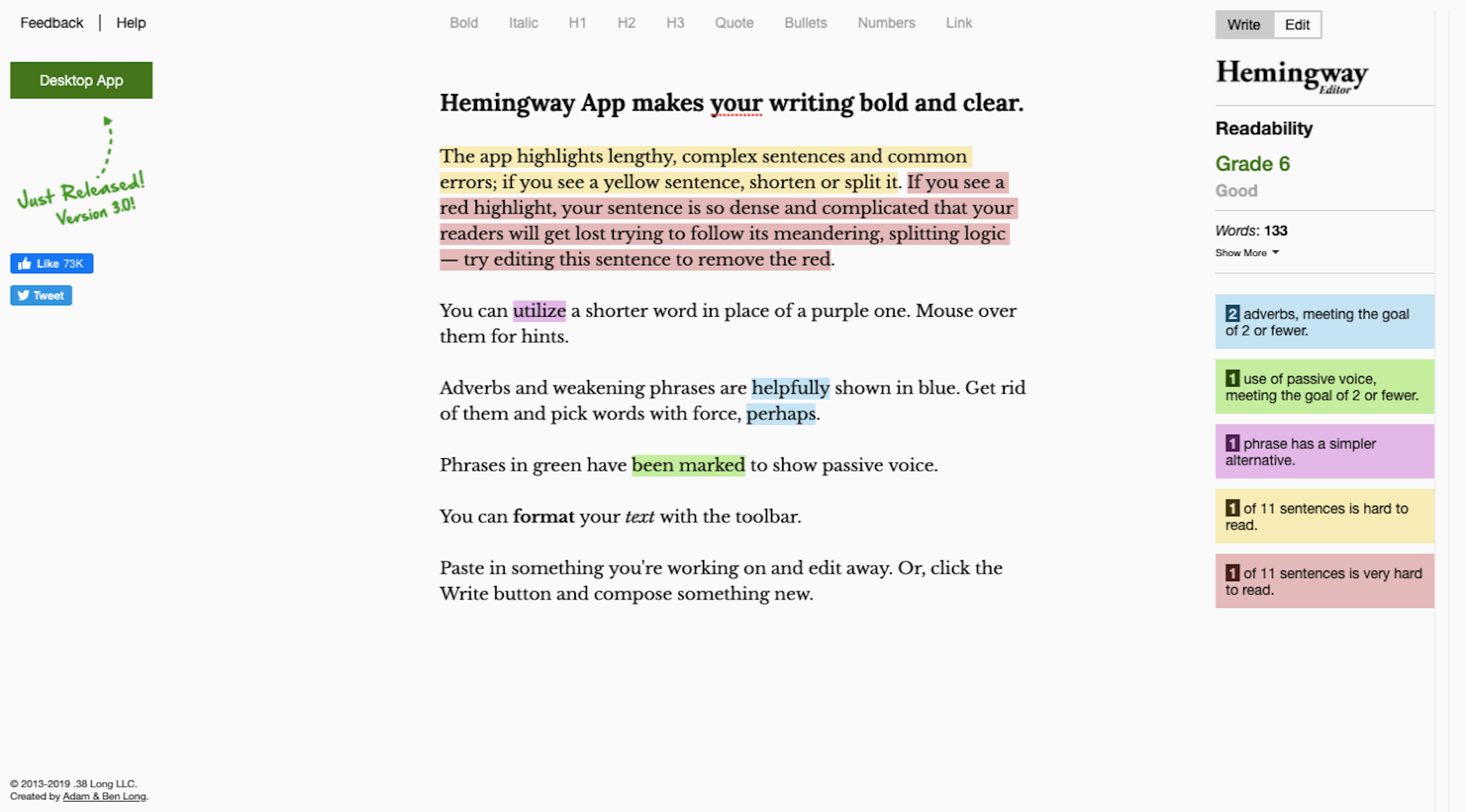 Branding 101: How to Get Your Design Business Online A sample edited page in the Hemingway Editor