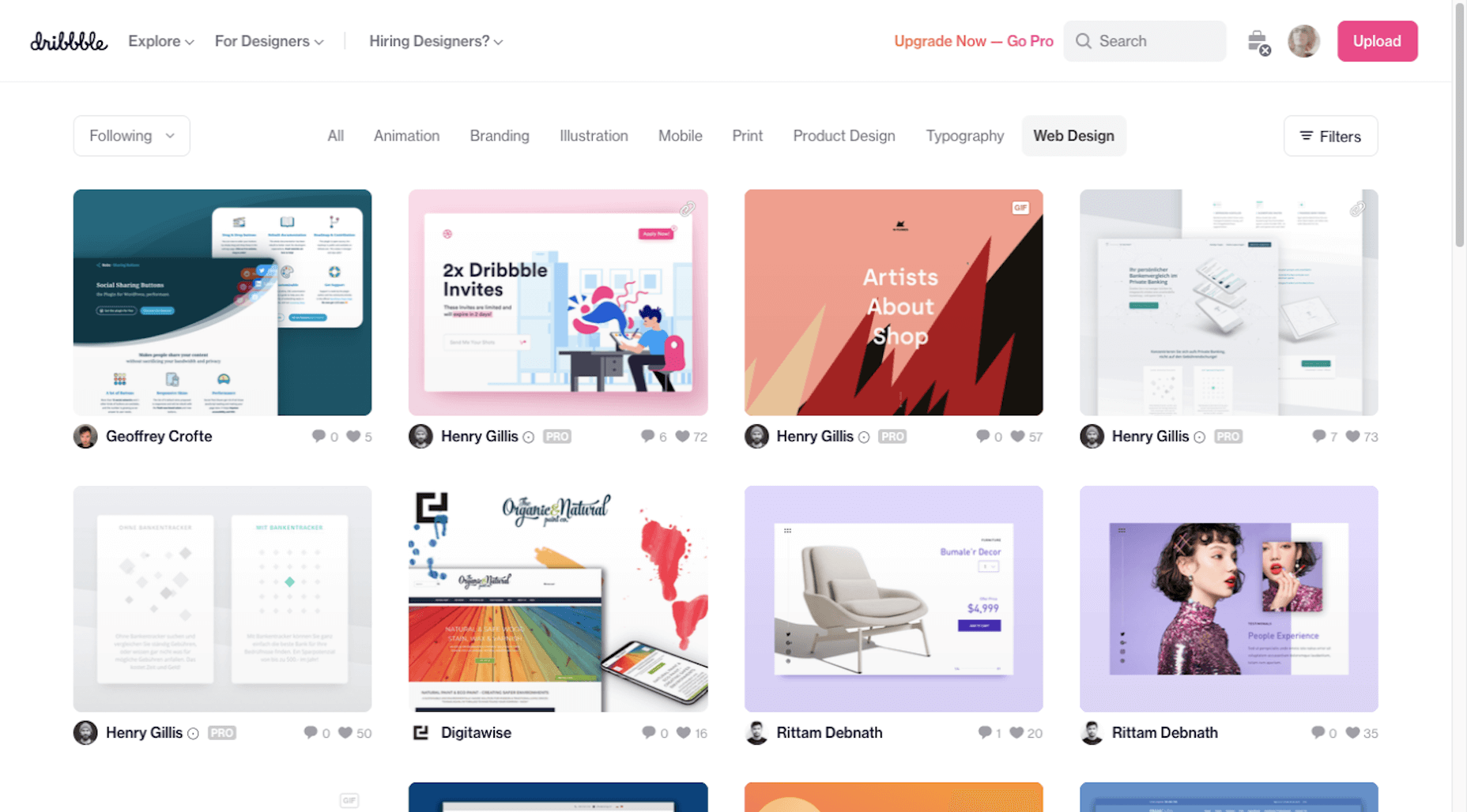 Branding 101: How to Get Your Design Business Online Dribbble homepage - search for web design work