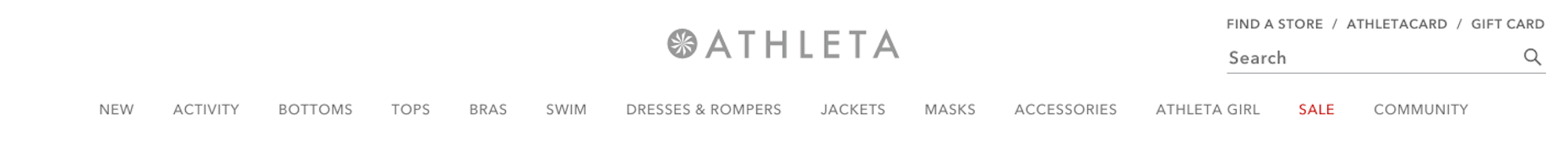 Branding 101: Creating the Visual Identity for Your Business Athleta website header - branding and visual identity