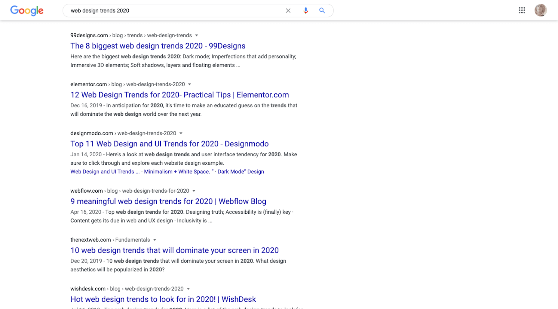 Why Do Websites Look the Same (And Should We Care)? Google Search "web design trends 2020"