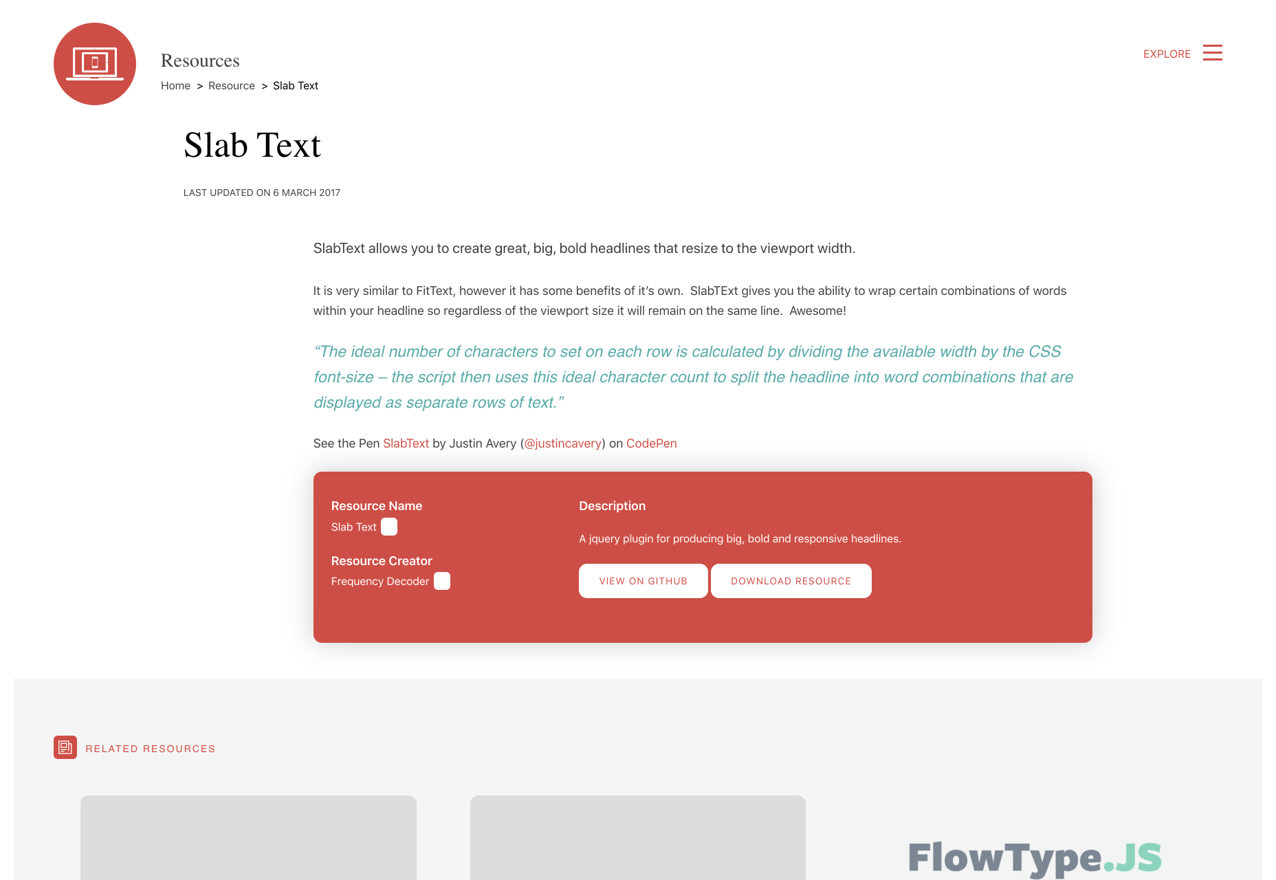 19 JS Libraries/Plugins for Typography slabtext