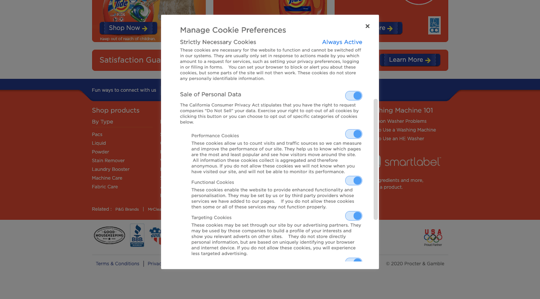 Building Brand Trust with Transparency: What Web Designers Can Do Tide - User Cookie Preferences