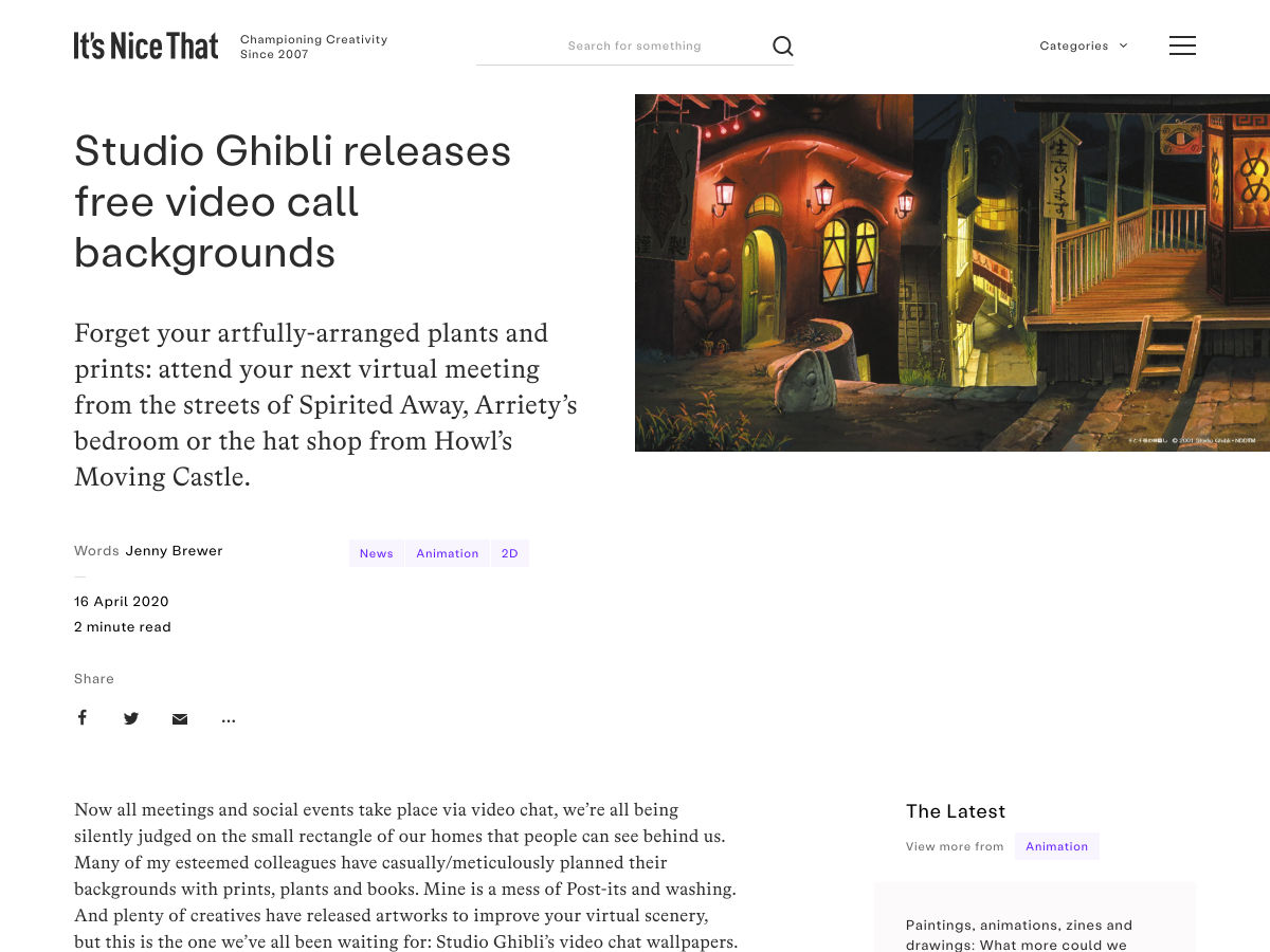 Popular design news of the week: April 13, 2020 - April 19, 2020 ghibli