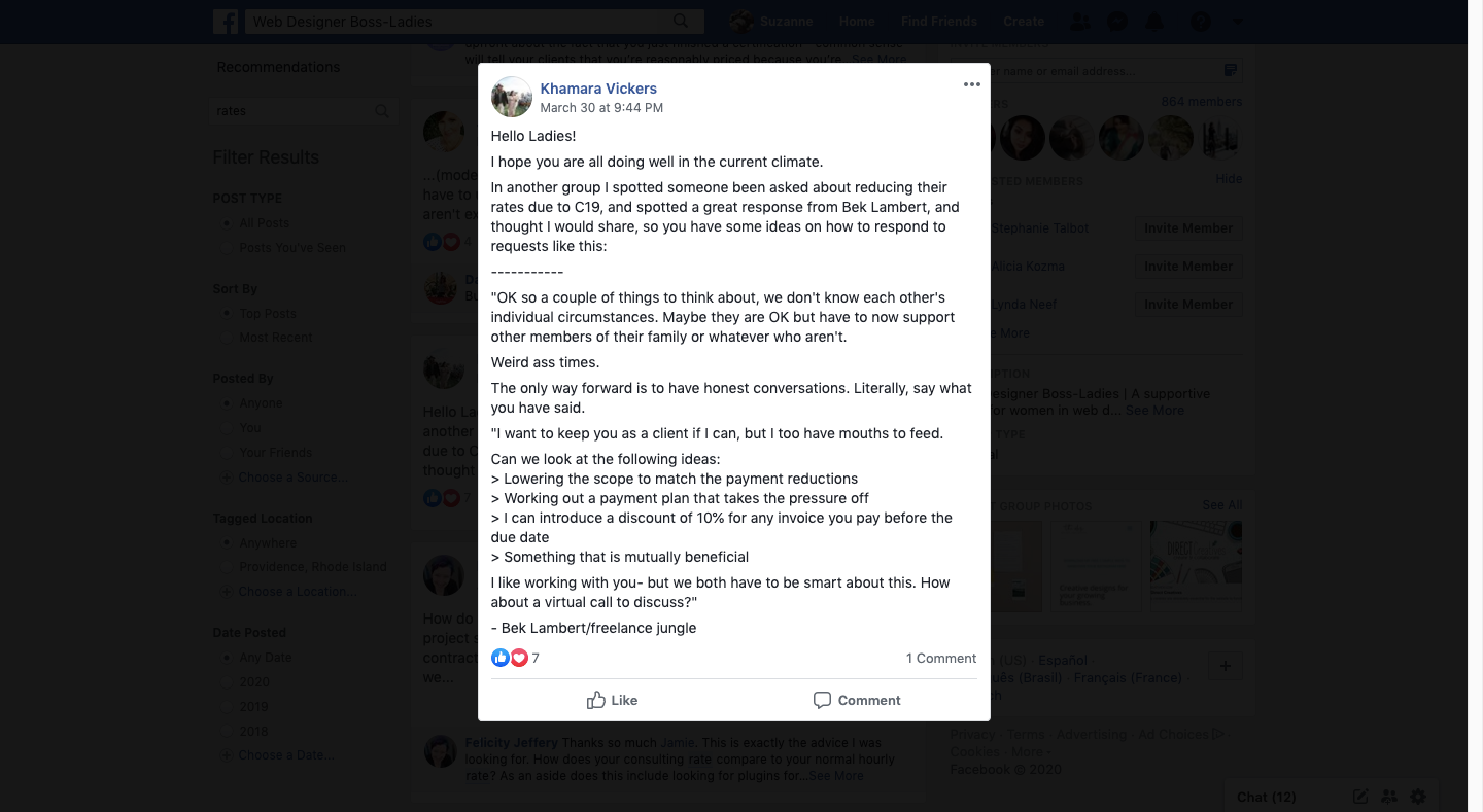 How Freelancers Can Stay Positive During the Coronavirus Crisis Coronavirus freelancer concerns on Facebook