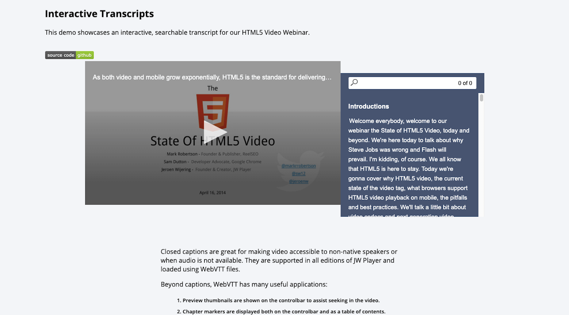 How Do You Make Video Accessible? JW Player - Interactive Transcripts