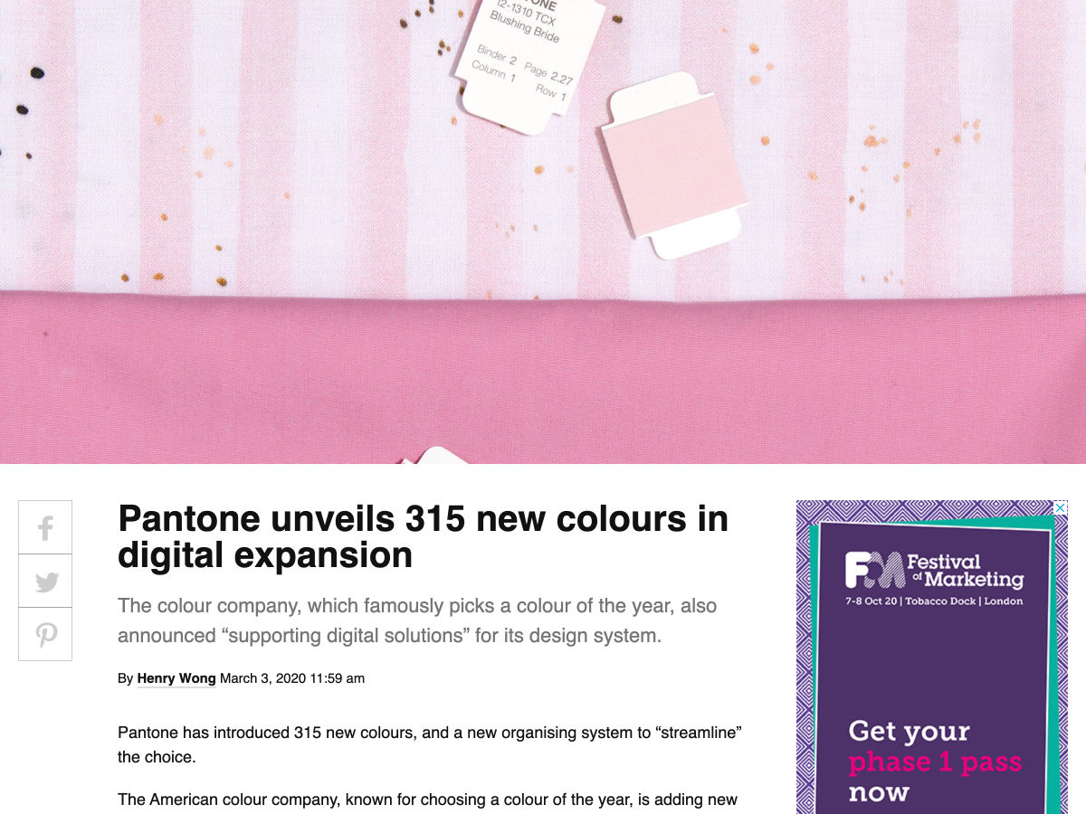 Popular design news of the week: March 2, 2020 - March 8, 2020 pantone 1
