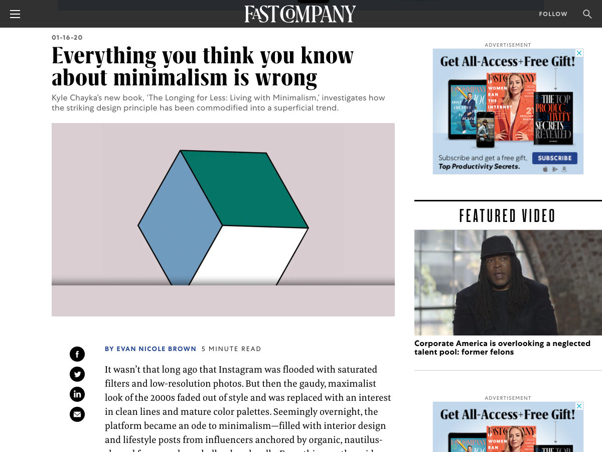 Popular design news of the week: January 13, 2020 - January 19, 2020 minimalism