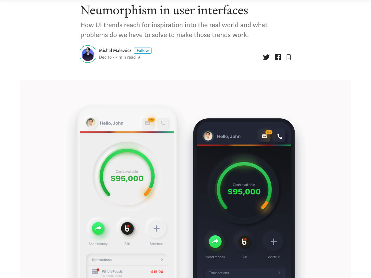 Popular design news of the week: December 16, 2019 - December 22, 2019 neumorphism 3
