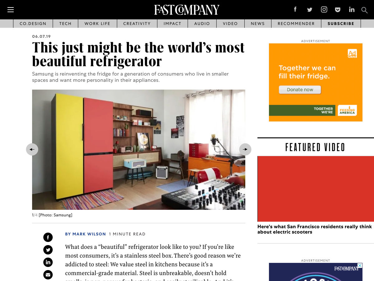 Popular design news of the week: June 10, 2019 - June 16, 2019 refrigerator