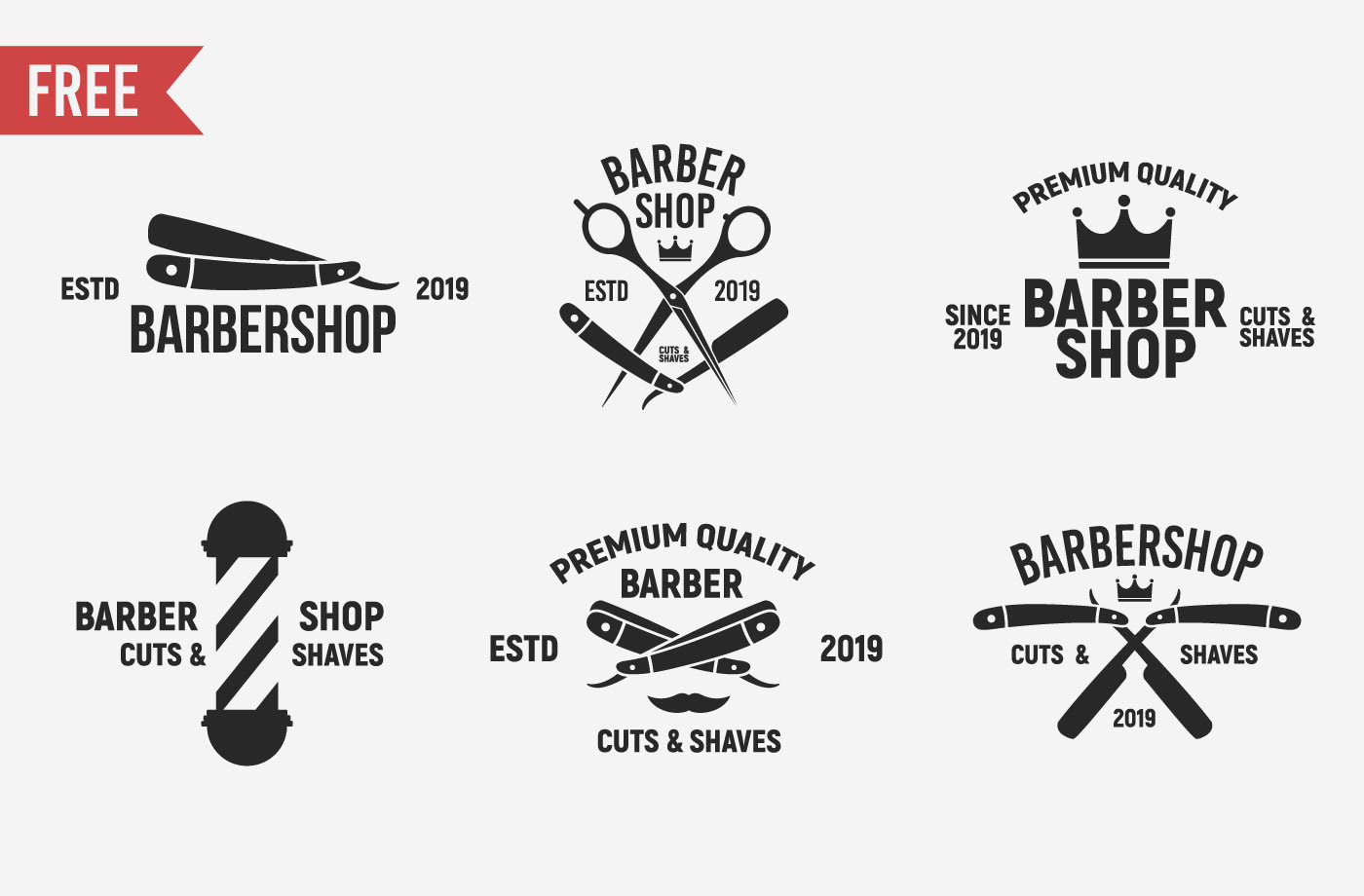 Free Download: 6 Vintage Barber Shop Logos v-free