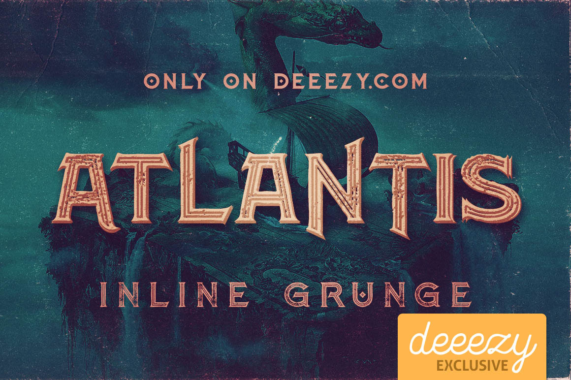 Free Download: Atlantis Inline Grunge Font atlantis1