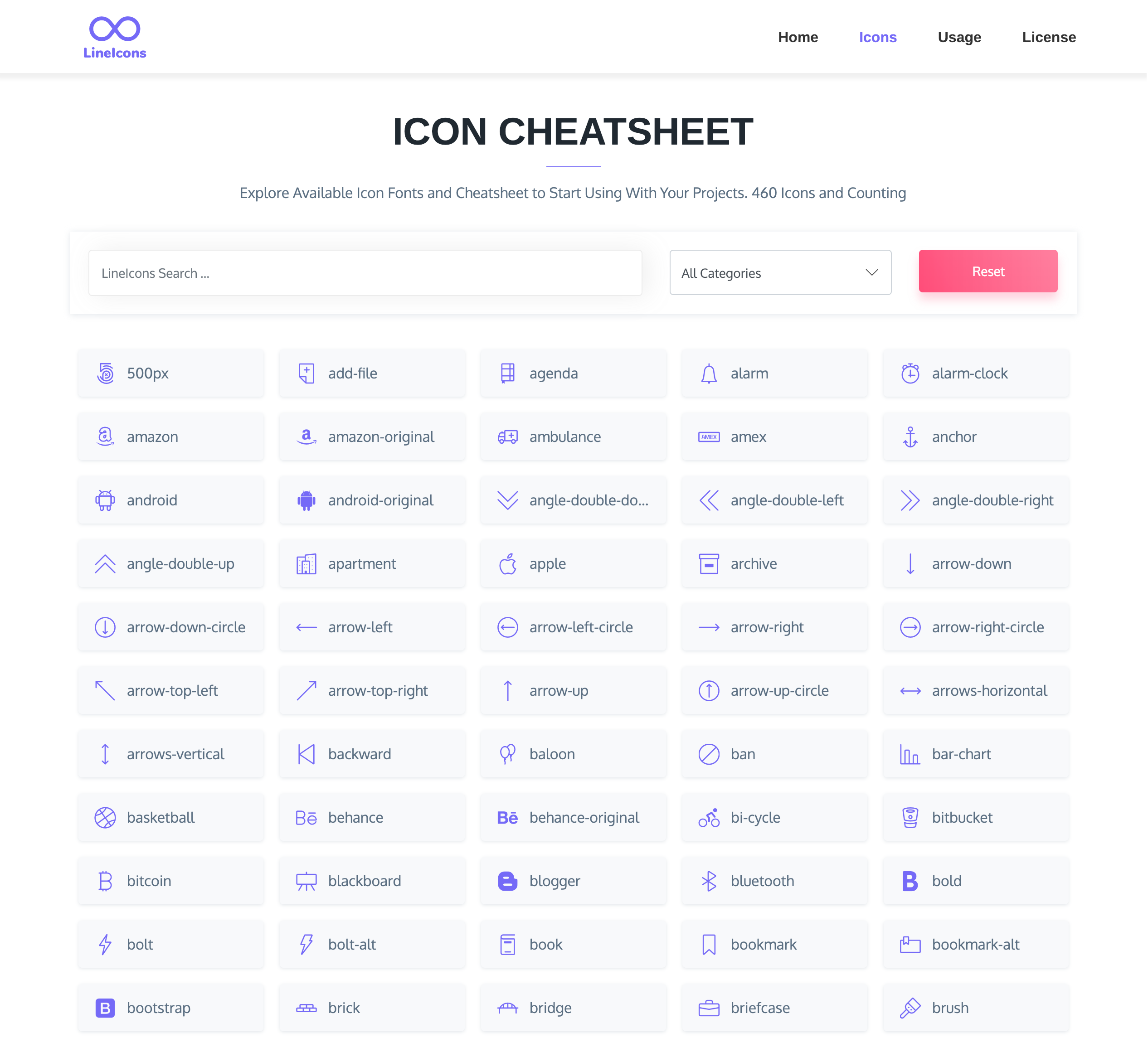 Free Download: 450+ Line Icons prev1