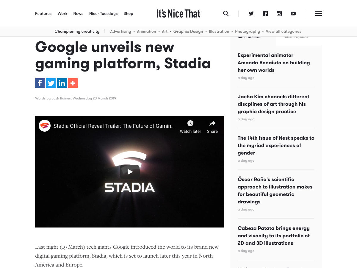 Popular design news of the week: March 18, 2019 - March 24, 2019 stadia