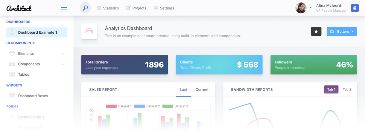 Free Download: ArchitectUI HTML Dashboard architectui-html-free-screenshot-1