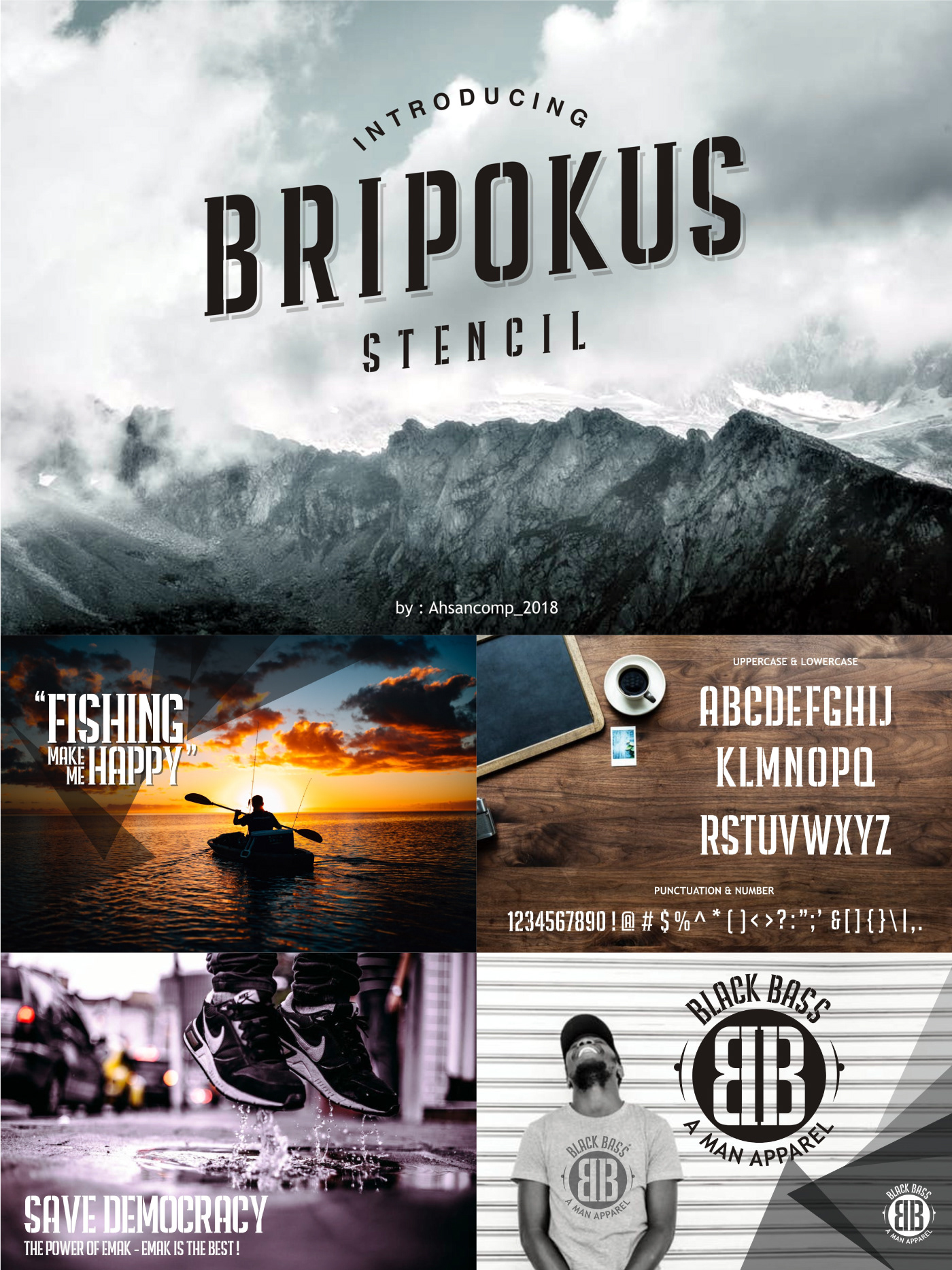 Free Download: Bripokus Stencil Font br2