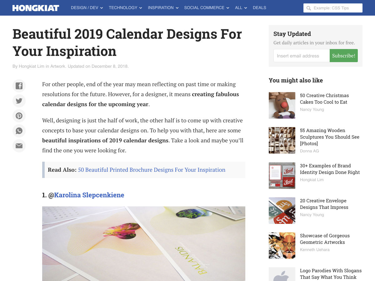 Popular design news of the week: December 10, 2018 - December 16, 2018 calendar