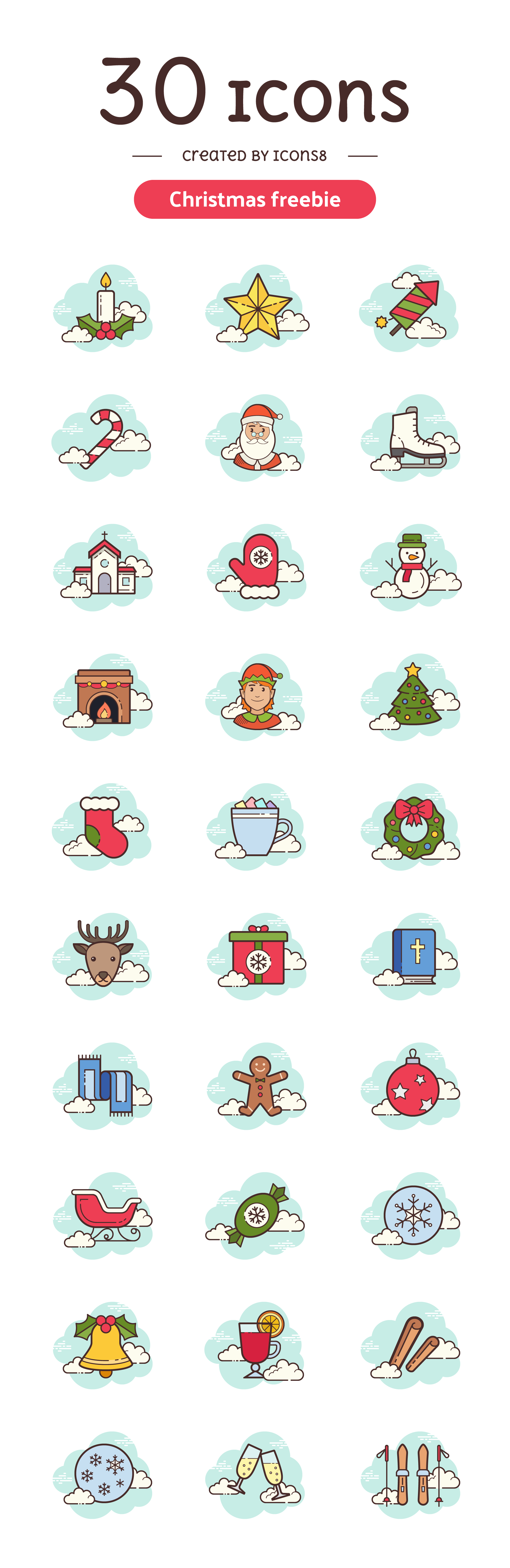 Free Download: 30 Christmas Icons icons8_Christmas_1890x5805