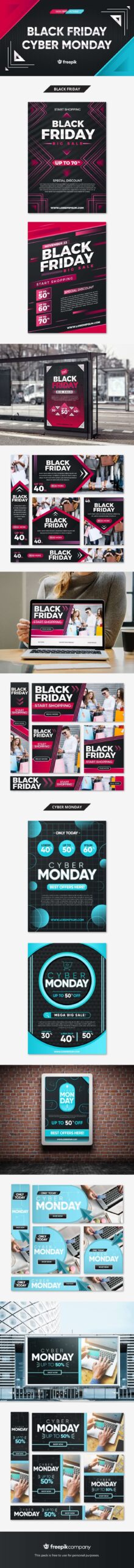 Free Download: Black Friday and Cyber Monday Banner Bundle bf