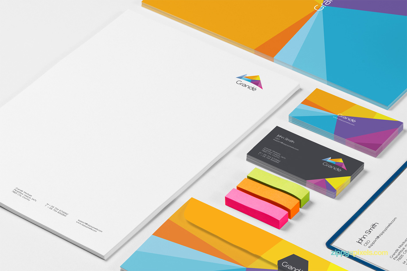 Free Download: 8 Photorealistic Stationery Branding PSD Mockups z3