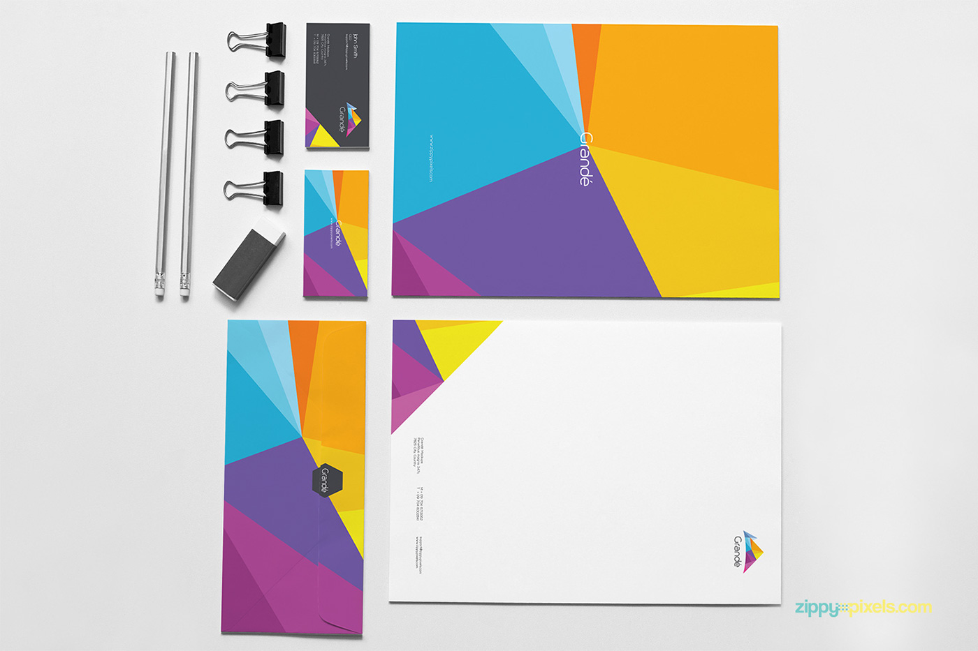 Free Download: 8 Photorealistic Stationery Branding PSD Mockups z4
