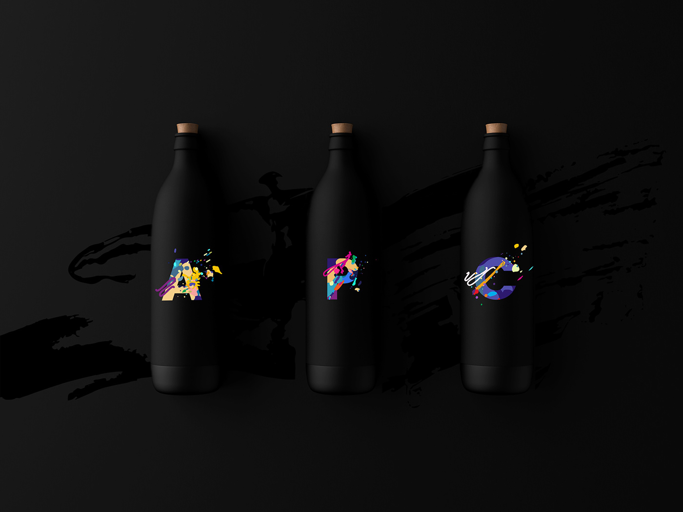 Free Download: Splash Letters Font Matte Black Bottle Mockup by Anthony Boyd Graphics