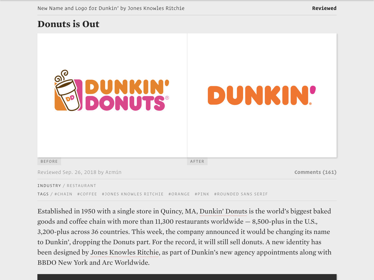 Popular design news of the week: September 24, 2018 - September 30, 2018 dunkin