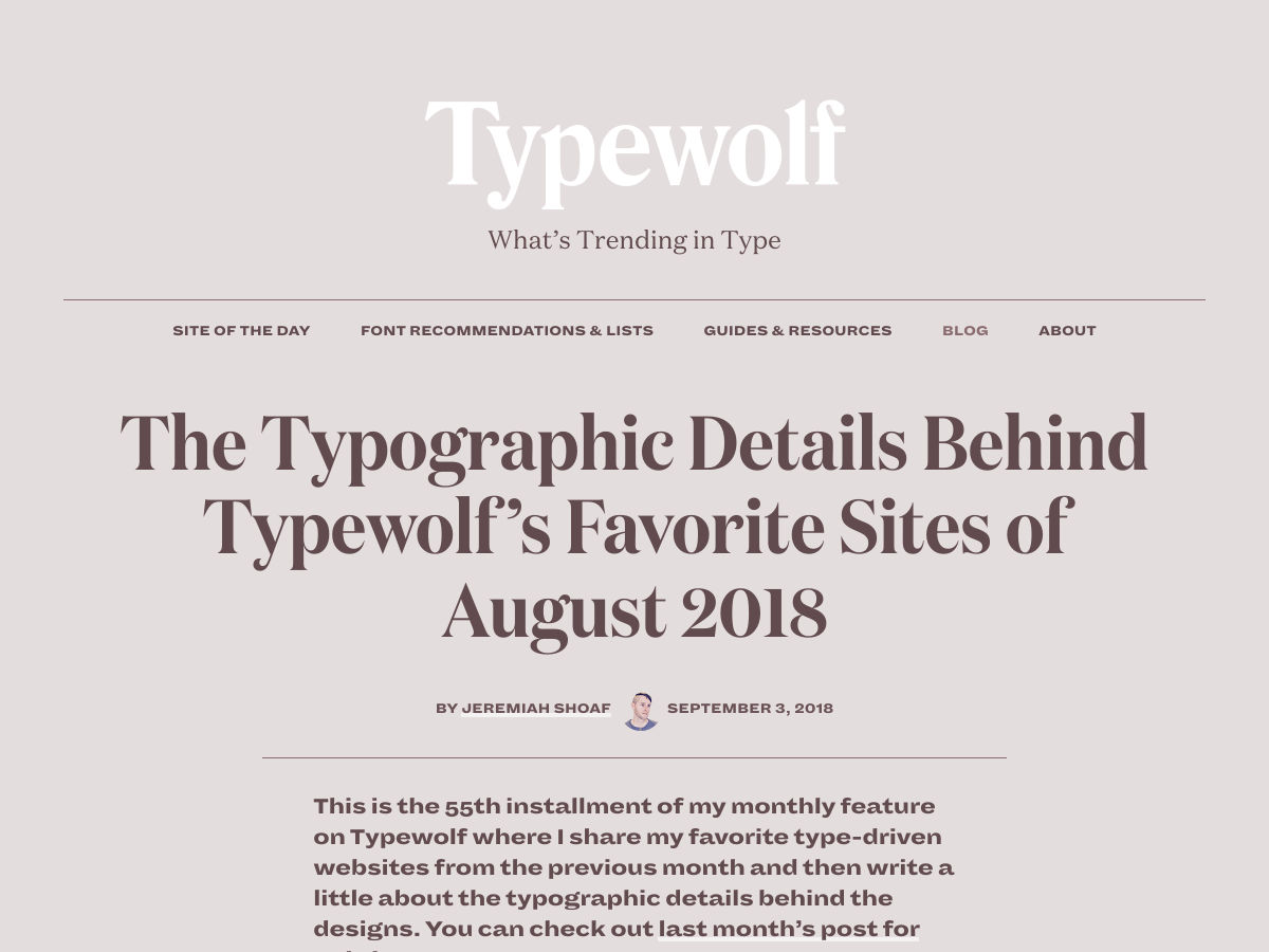 Popular design news of the week: September 3, 2018 - September 9, 2018 typewolf