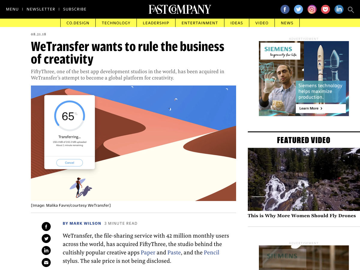 Popular design news of the week: August 20, 2018 - August 26, 2018 wetransfer 1
