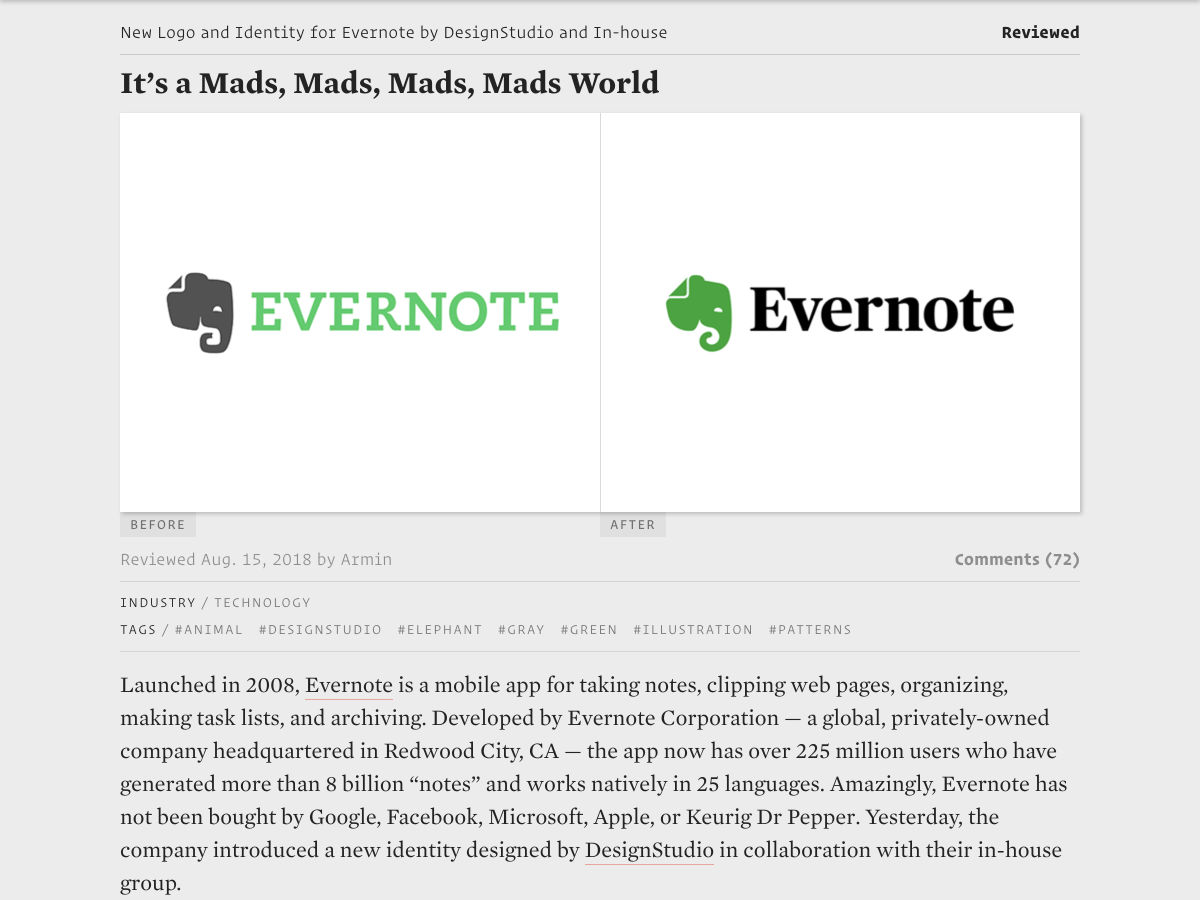 Popular design news of the week: August 13, 2018 - August 19, 2018 evernote