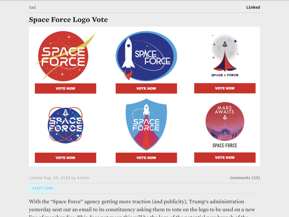 Popular design news of the week: August 6, 2018 - August 12, 2018 spaceforce