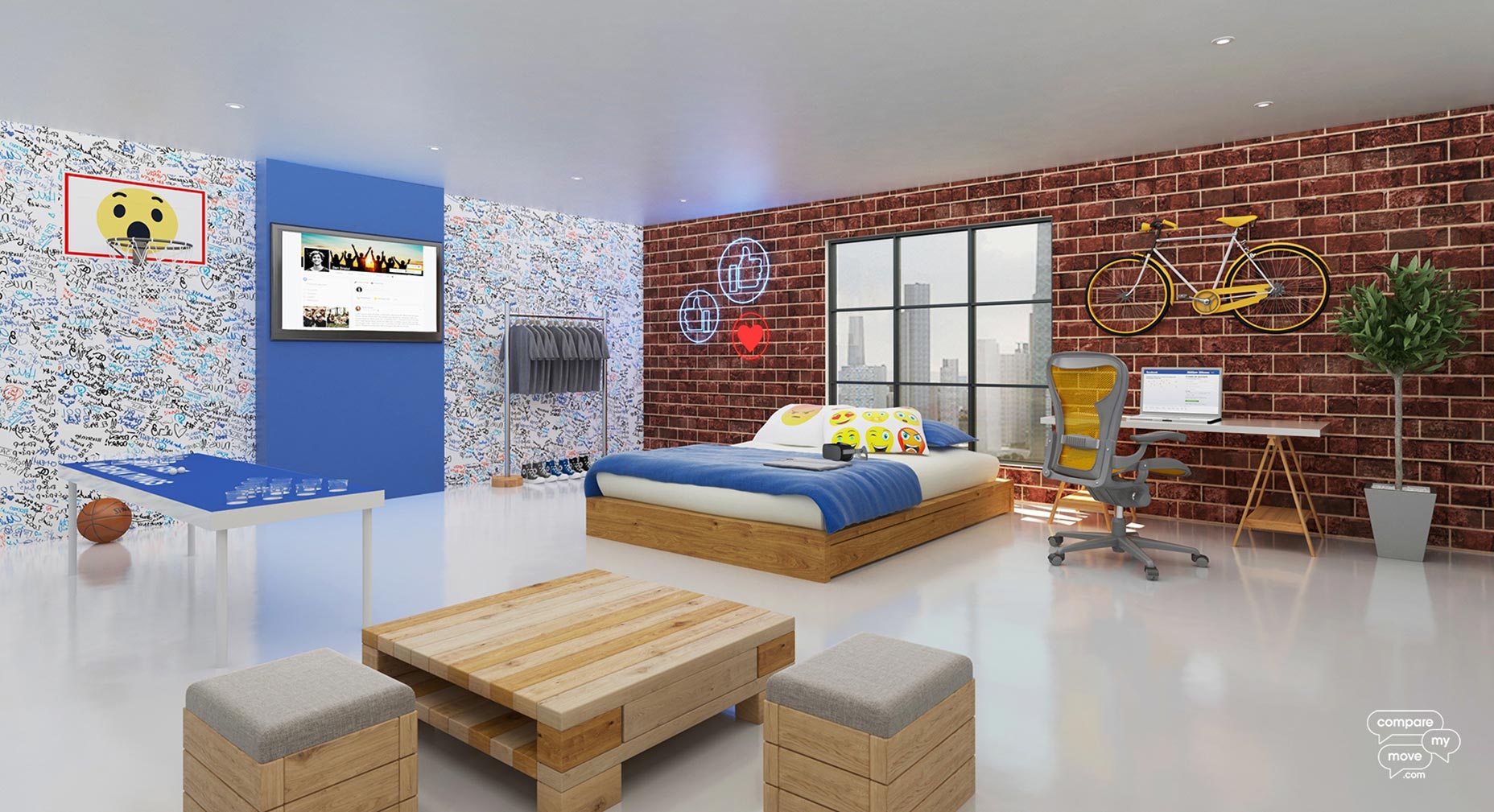 6 Bedrooms Inspired by Tech Giants facebook_room_1800