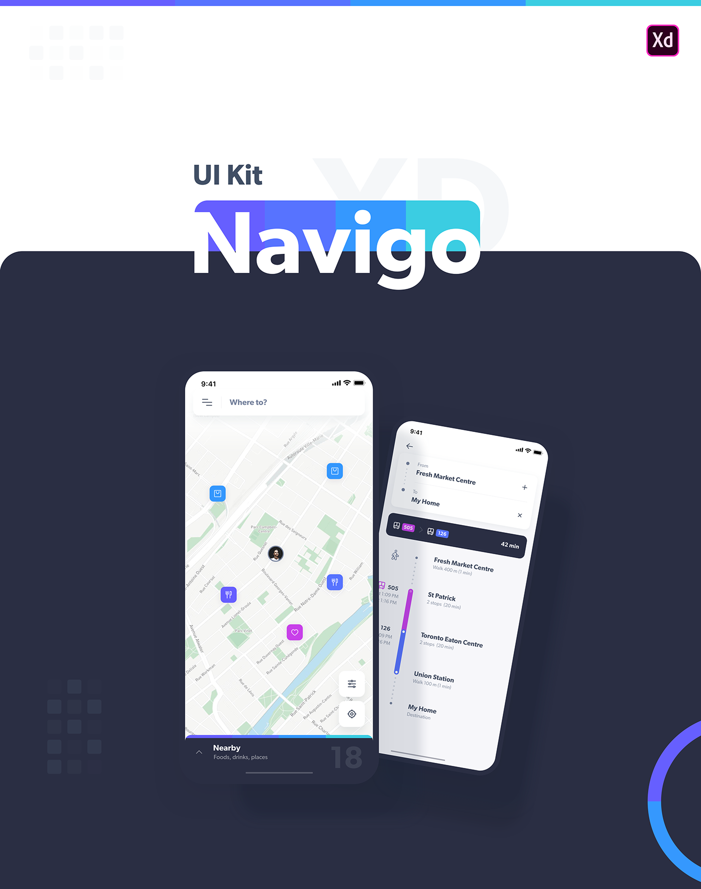 Free Download: Navigo Transportation UI Kit for Adobe XD n1