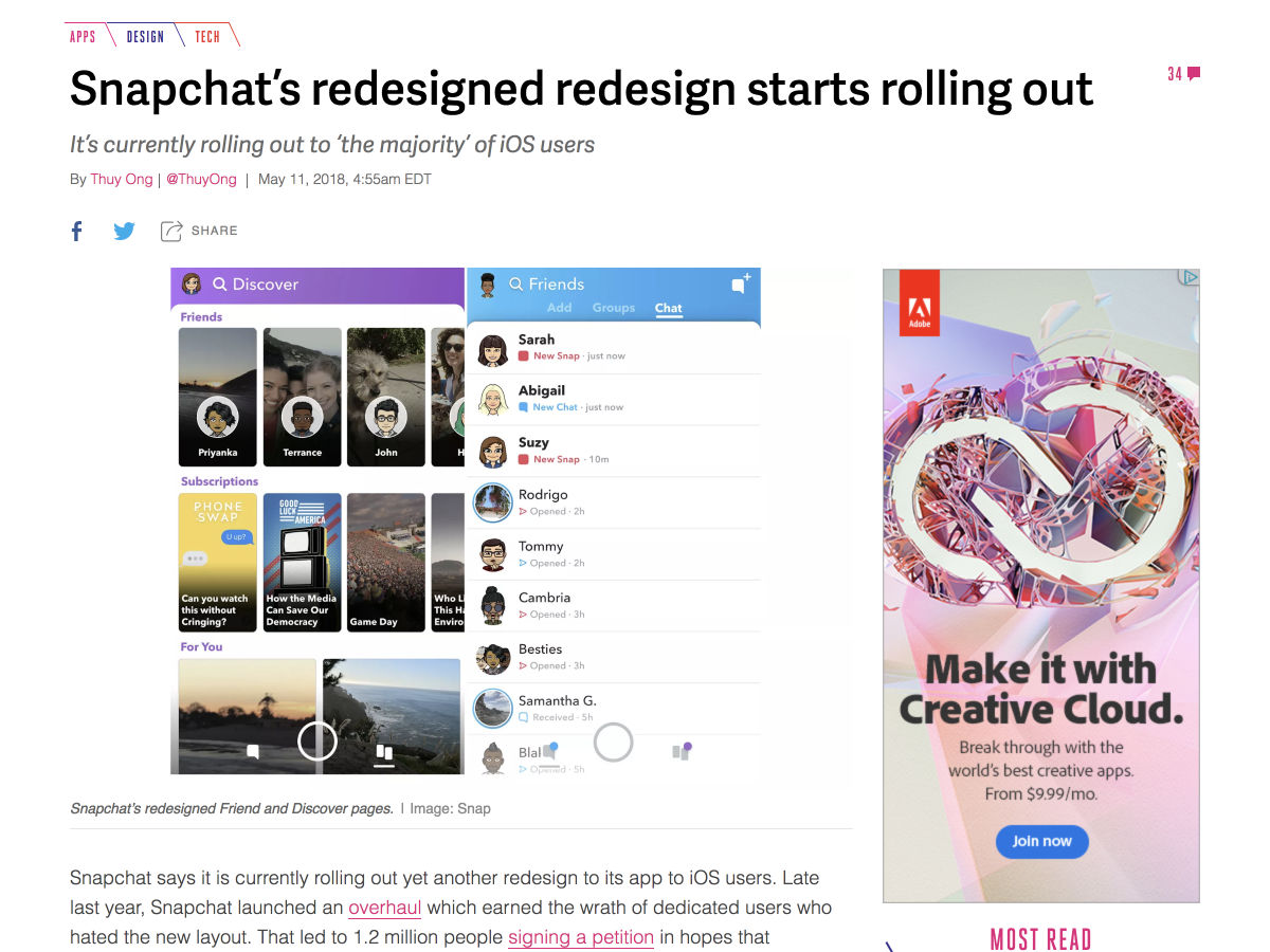 Popular design news of the week: May 14, 2018 - May 20, 2018 snapchat 3