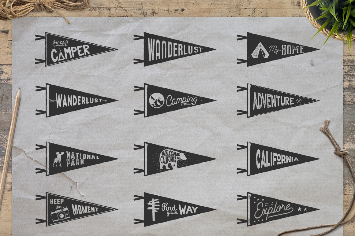 Free Download: Vintage Pennants Set 2