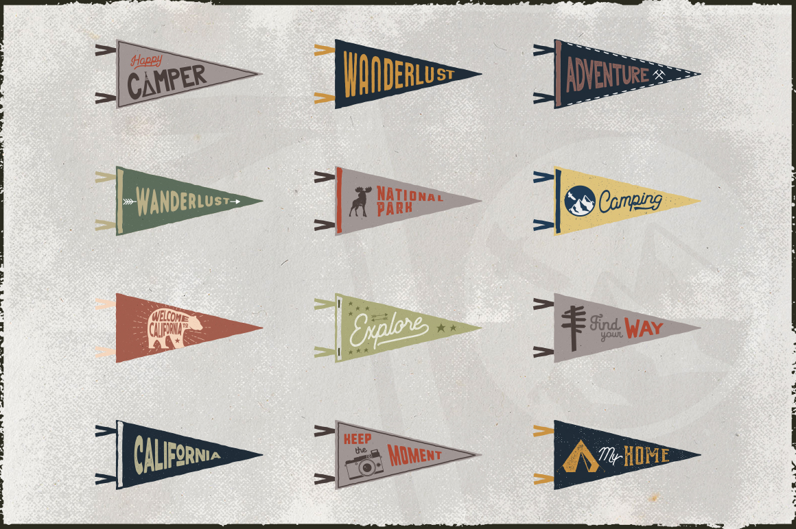 Free Download: Vintage Pennants Set 3