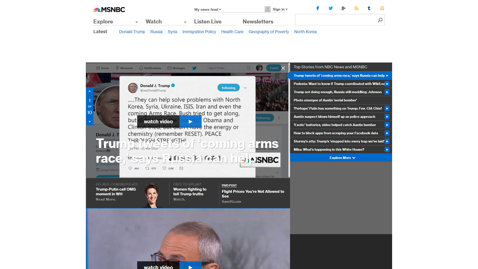 Old MSNBC Home Page