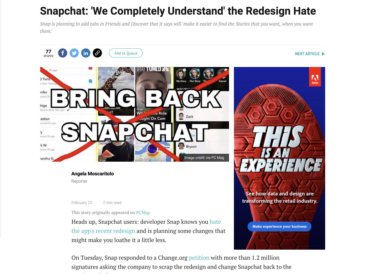 Popular design news of the week: February 26, 2018 - March 4, 2018 snapchat 4