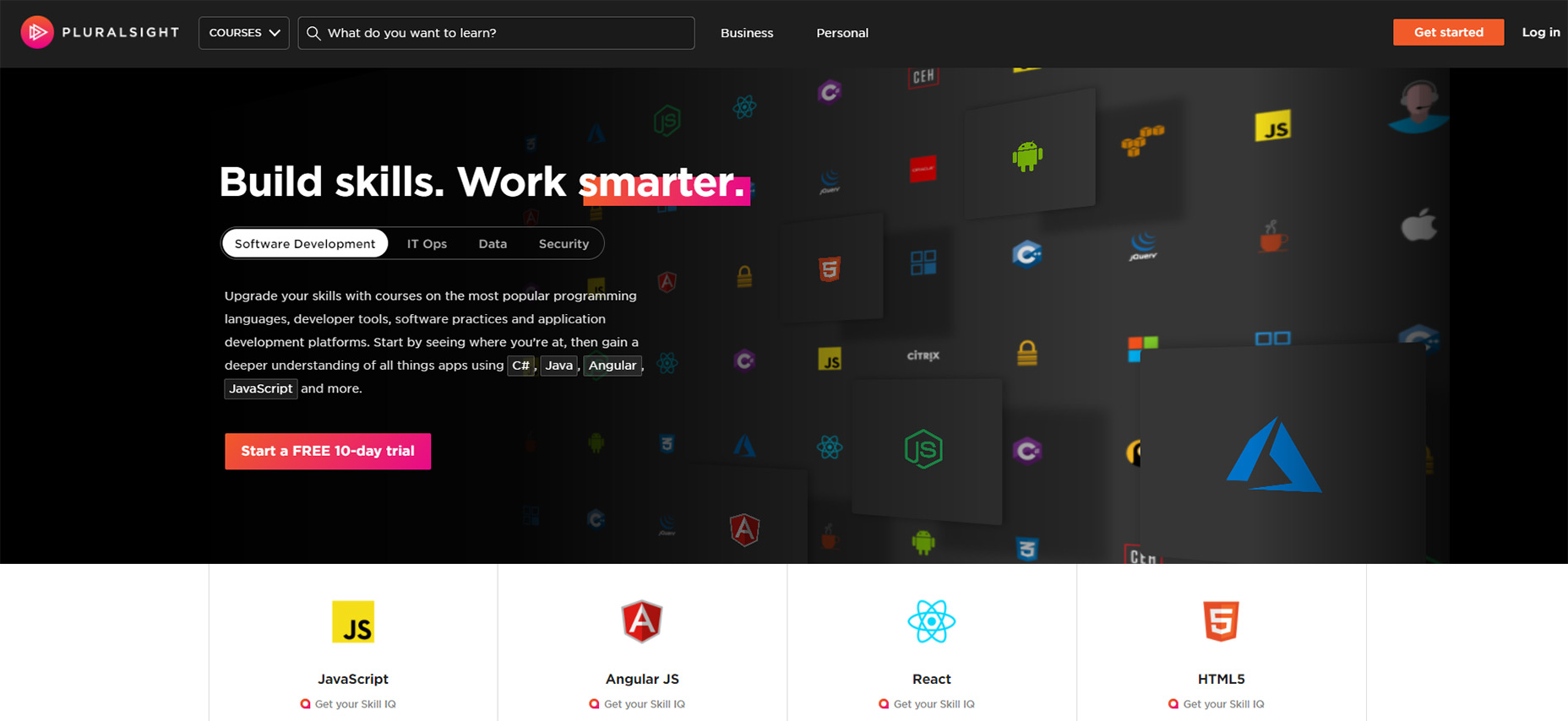 9 Best Online Video Libraries To Teach Yourself Design & Development 05-pluralsight-homepage