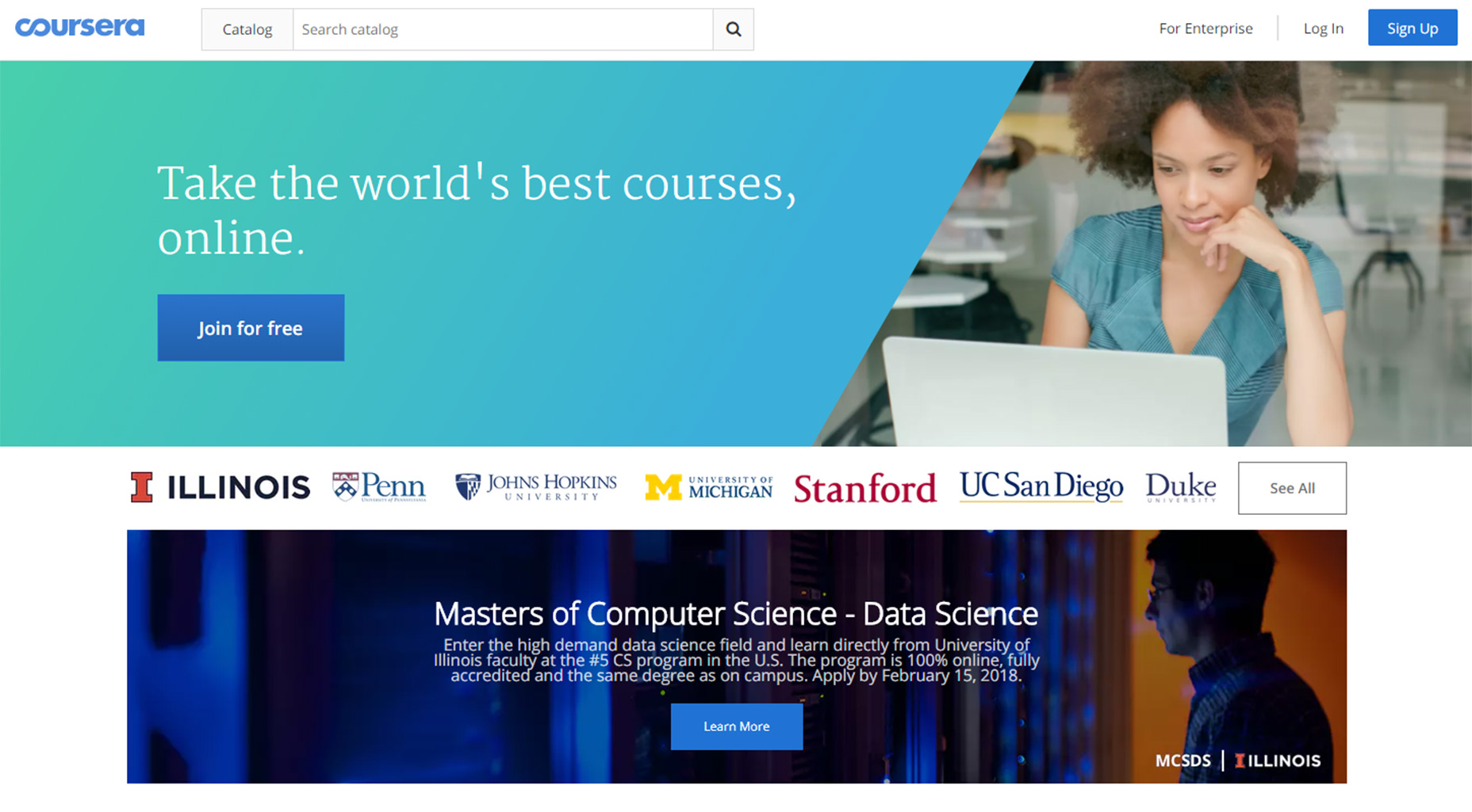 9 Best Online Video Libraries To Teach Yourself Design & Development 08-coursera-homepage