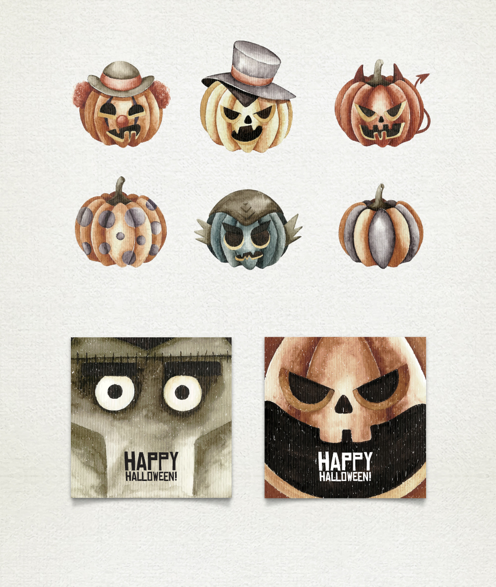 Free Download: Watercolor Halloween Set 5