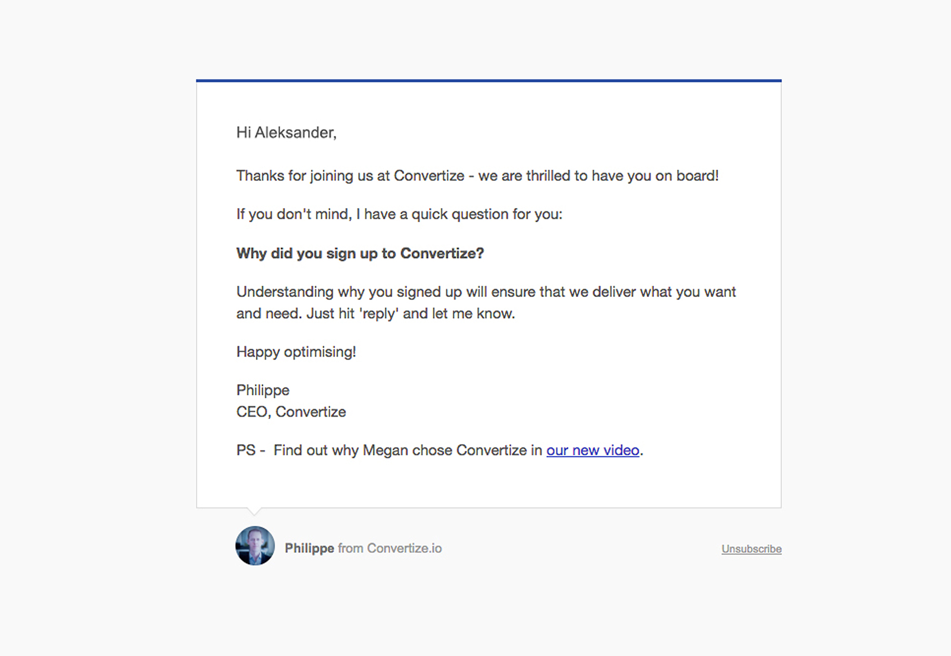 Ultimate UX Design Guide to SaaS On-Boarding, Part 2: Welcome Email 4_convertize