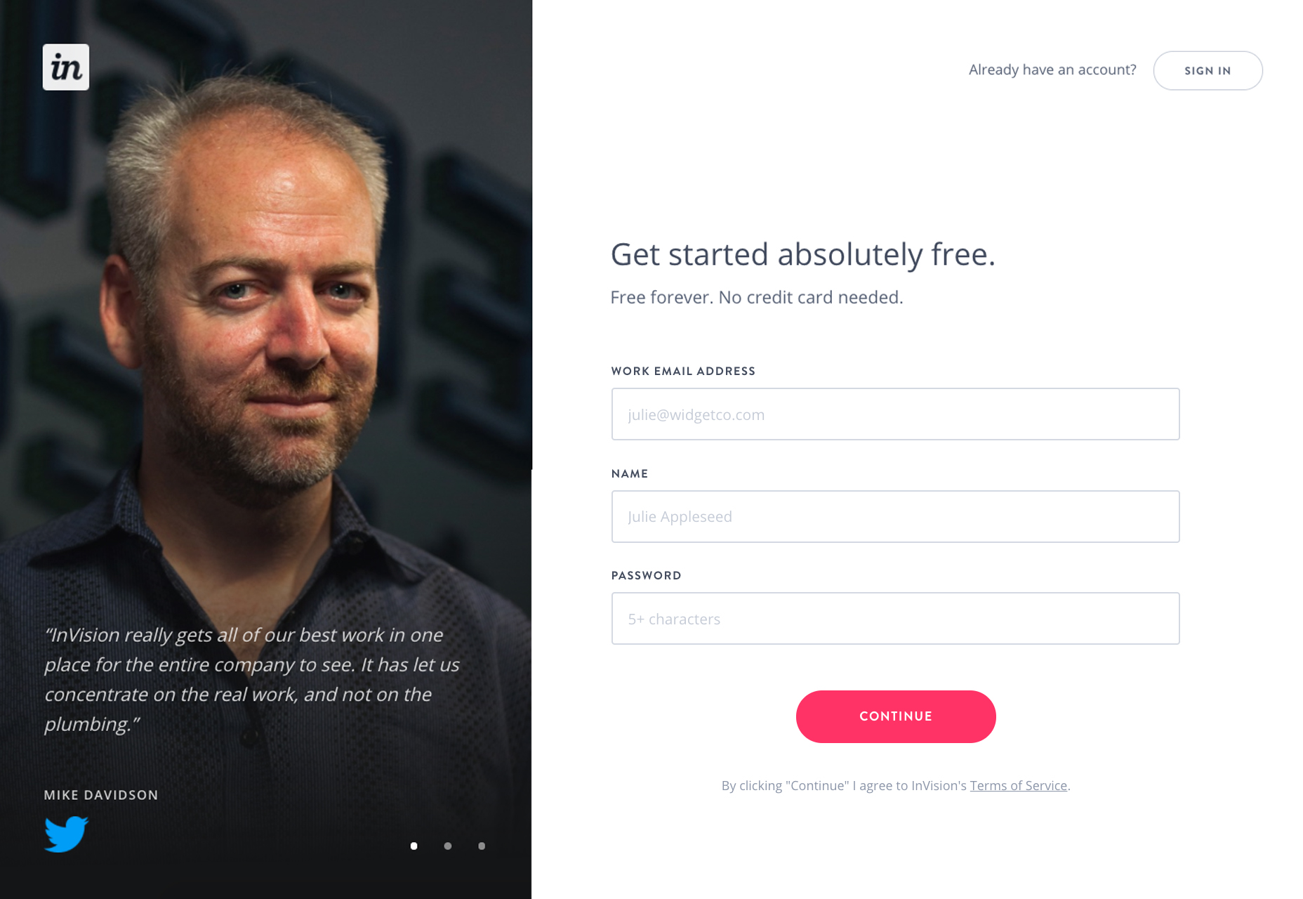 Ultimate UX Design Guide to SaaS On-Boarding, Part 1: Sign-up Forms 5_invision