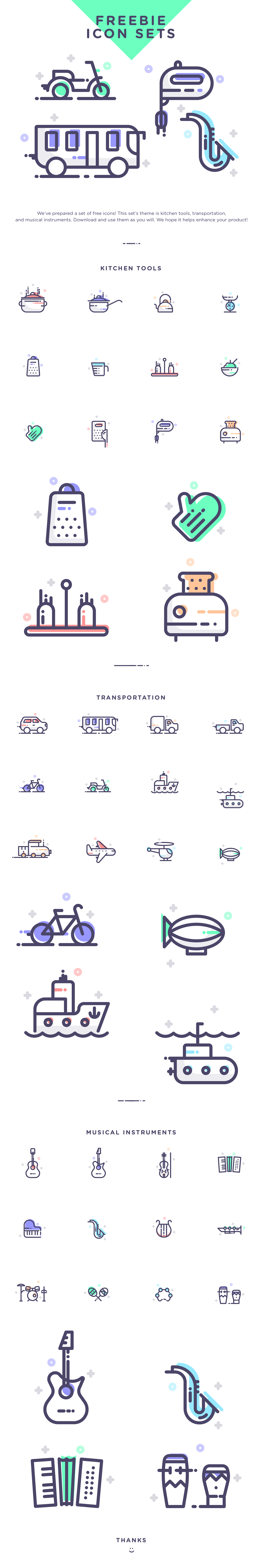 Free Download: Travel, Music & Kitchen Icon Set arzu